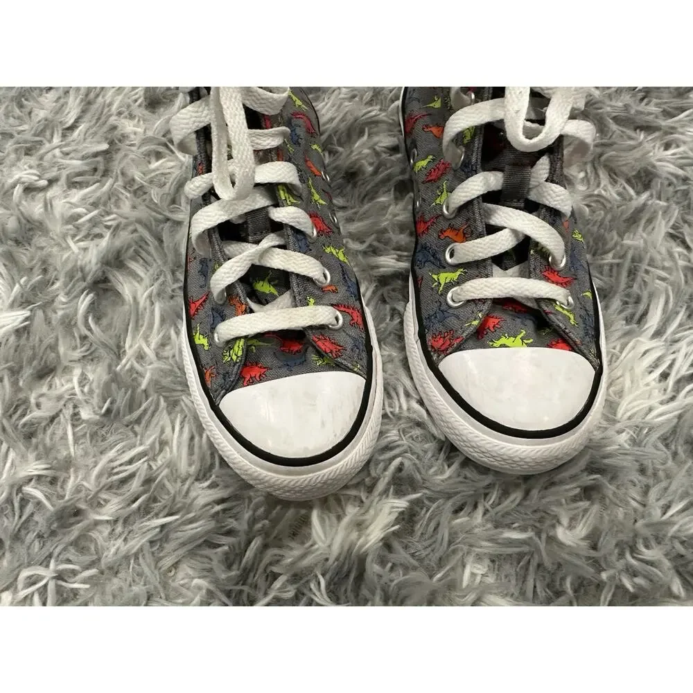Converse Dinosaur High Top Sneakers in Gray Kids Size 2